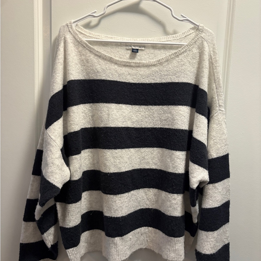 American Eagle Outfitters Navy blue and Cream Striped Sweater